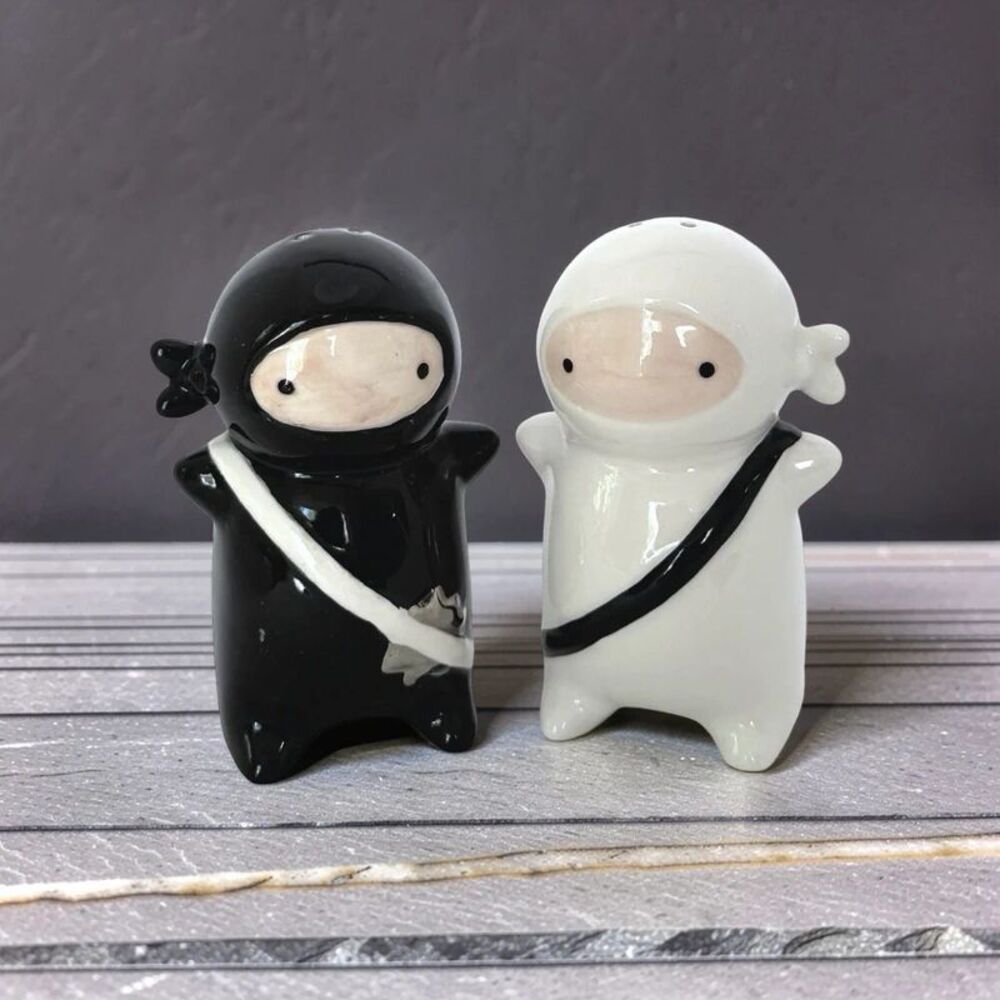 One Hundred 80 Degree Baby Dueling Ninja Warriors Salt & Pepper Shakers Set